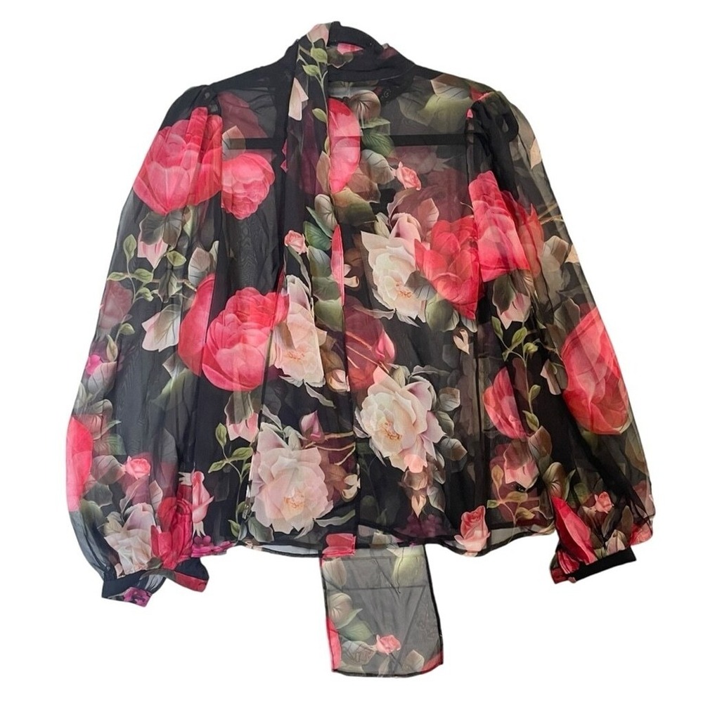 Georgy Collection Australia‎ Paris Sheer Floral Blouse Size 4 Party Office